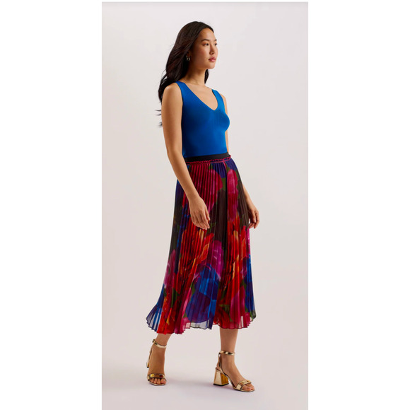 Ted Baker Evola Printed Pleated Midi Skirt NEW! - Picture 1 of 13